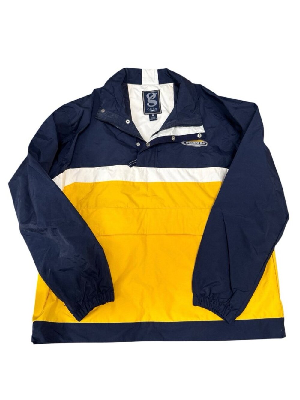 Gear for Sports L Windbreaker Breeders Cup Patch Y2K Vibe Blue & Yellow Pullover - Picture 4 of 6
